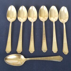1847 Rogers Bros Silverplate Flatware Ancestral Pattern - Set of 7 Teaspoons